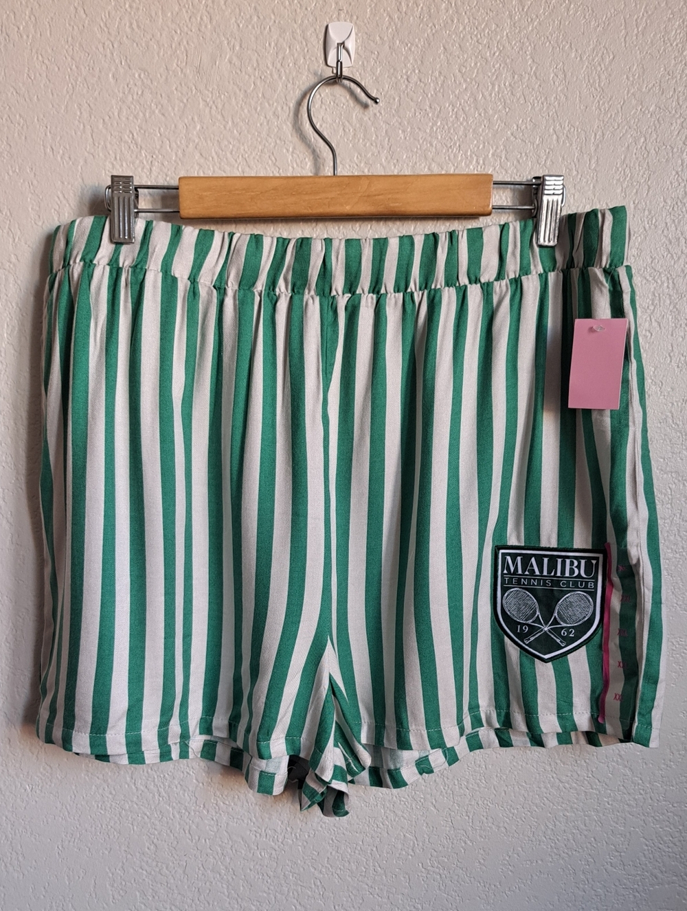 Zoe + Live Green Striped Tennis Club Shorts Size XXL NWT